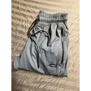TLF Mens Jogger Pants Gray Elastic‎ Waist Reflective Zipper Pockets 28x29